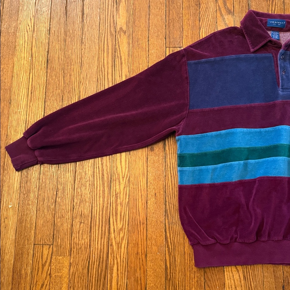 90’s Velour Vintage Rugby Style Collared Shirt - Picture 4 of 11